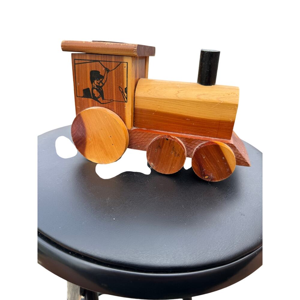 🚂 Branson MO Wooden Train Coin Bank Vintage Souvenir Rustic Log Cabin Style - Picture 3 of 4
